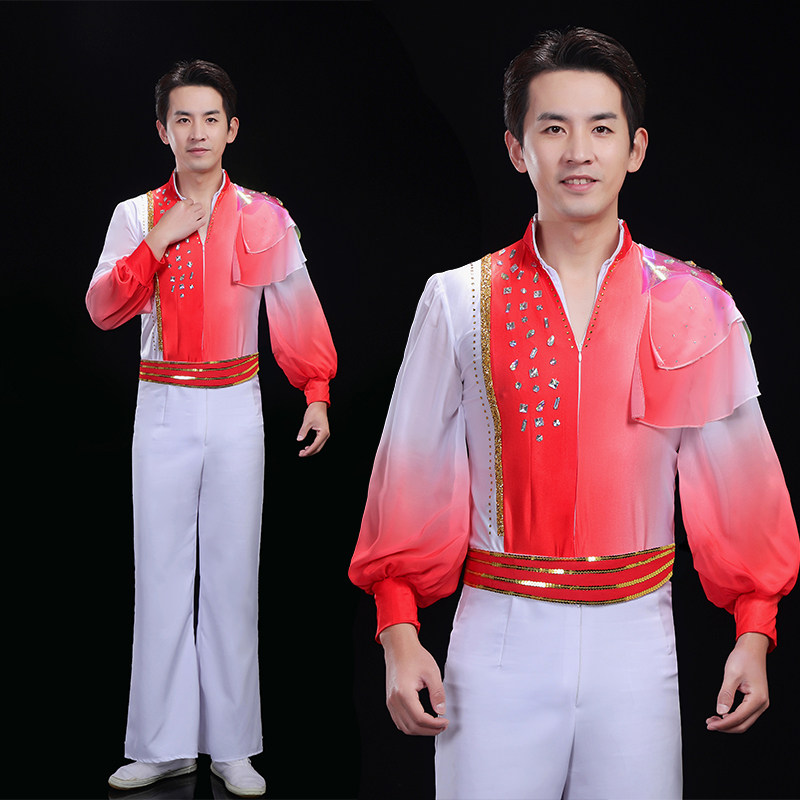 男生舞蹈服打鼓服秧歌服男装现代演出服秧歌扇子舞演出服开场舞男