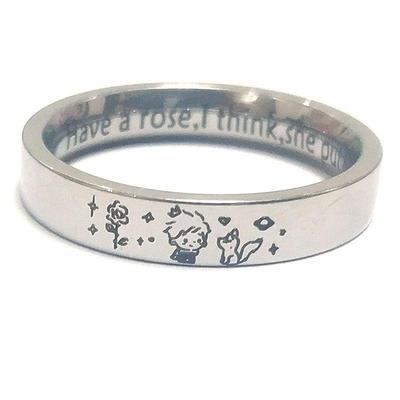 小王子与玫瑰钛钢戒指情侣对戒定制免费刻字来图鸦订制送朋友礼物