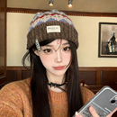 费尔岛针织毛线帽子女秋冬季 韩系复古氛围感保暖套头冷帽 2025新款