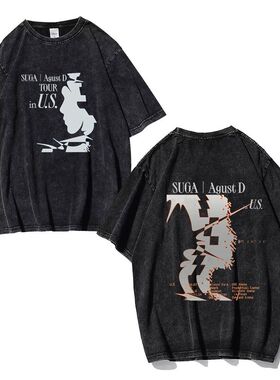 防弹少年团suga海报solo应援男粉丝上衣 专辑个性打歌服欧美水洗T