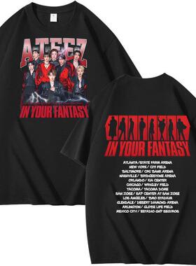 2025 跨境 ATEEZ专辑 周边组合周边印花夏季短袖T恤纯棉宽松