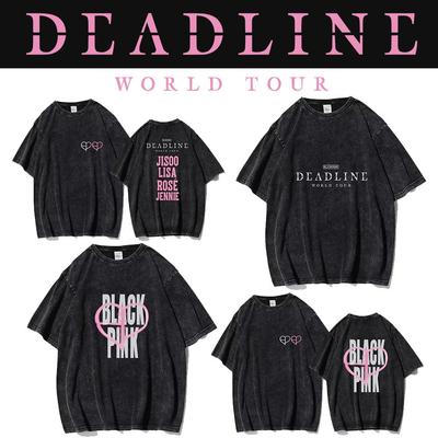 粉墨回归DEADLINE WORLD TOUR水洗T恤logo粉丝打歌jennie上衣rose