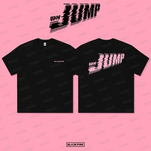 BLACKPINK粉墨JUMP专辑单曲JUMPMARK同款 T恤宽松印花纯棉衣服 短袖