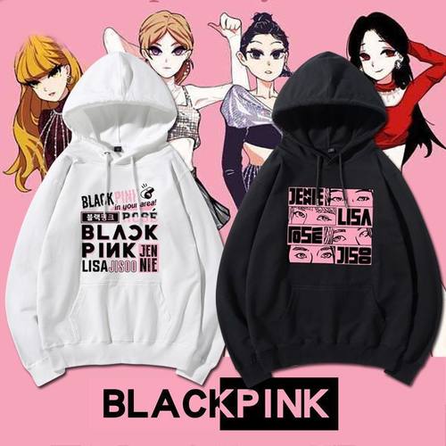 韩女团粉墨BLACKPINK同款金智秀组合连帽卫衣男女秋冬长袖上衣服