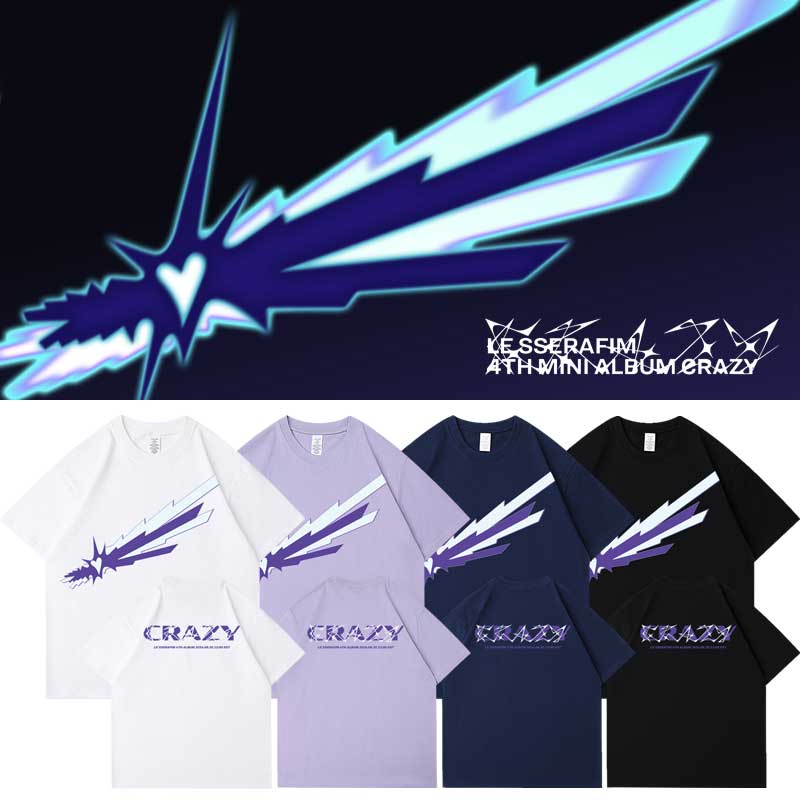 LESSERAFIM2024CRAZY周边应援同款短袖T体恤宽松上衣服纯棉打底衫