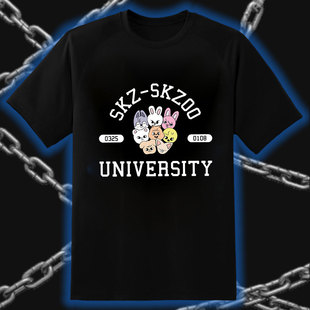 stray kids联名卡通skzoo应援打歌服 明星周边衣Felix黄铉辰T恤衫