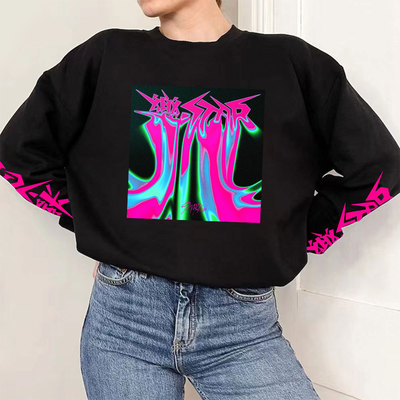 stray kids专辑star楽欧美风海报印花logo圆领卫衣加绒长袖应援衣