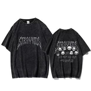 straykids世界巡演应援水洗T恤2025联名卡通邪恶公仔复古短袖夏装