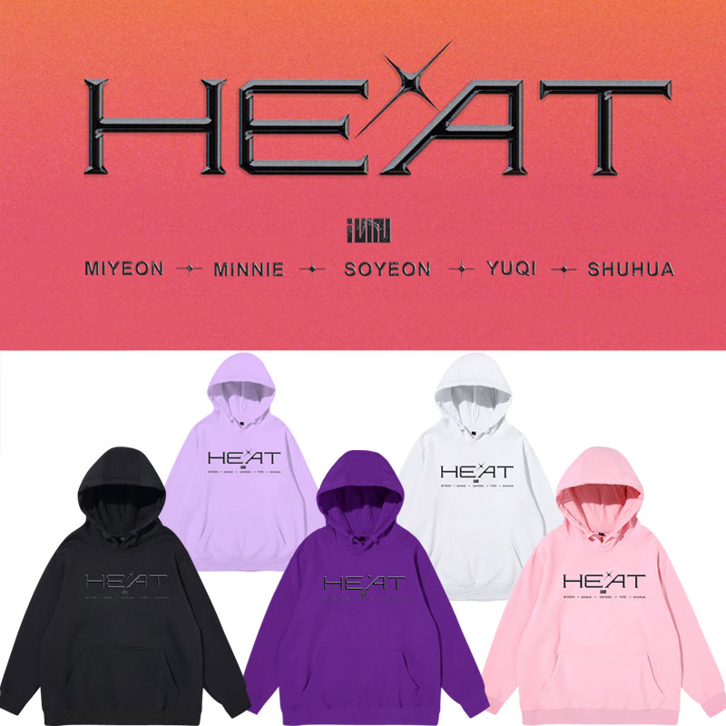 GIDLE专辑HEAT周边田小娟宋雨琦同款春秋宽松纯棉连帽衫卫衣