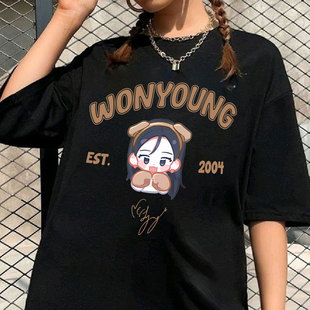 学生百搭t学院风短袖 明星同款 young可爱打底衫 won 联名卡通T恤