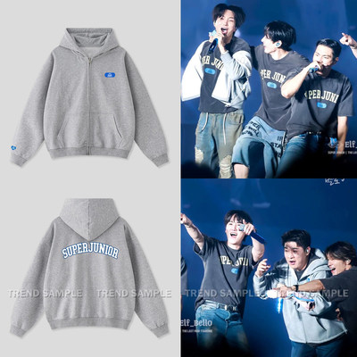 SUPERJUNIOR 20周年演唱会周边同款拉链连帽运动衫男女印花外套上