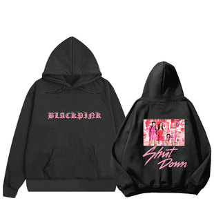 blink粉墨shut down同款BLACKPINK打歌服连帽衫rose薄款套头卫衣