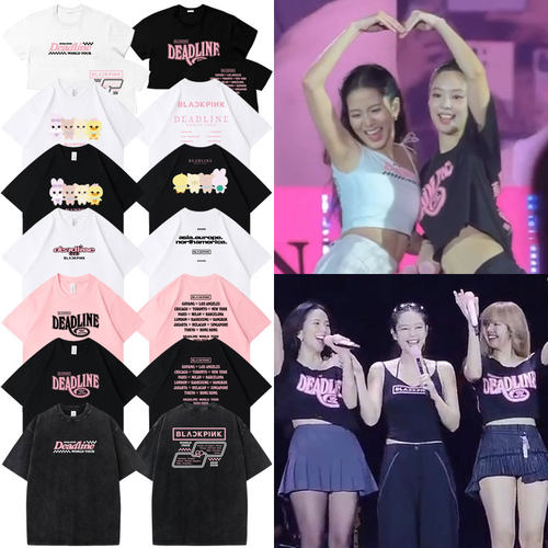 BLACKPINK粉墨DEADLINE演唱会高雄场快闪周边同款短袖T体恤上衣服