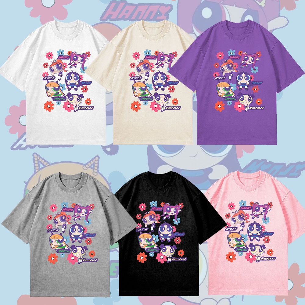 新牛仔裤女团T恤new jena夏季上衣 兔子女警花朵复古打歌服短袖女