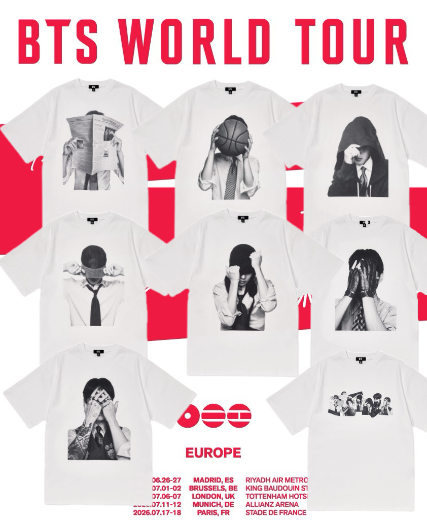 BTS防弹少年团ARIRANG巡回演唱会同款短袖T恤纯棉应援圆领上衣服 - 实物图