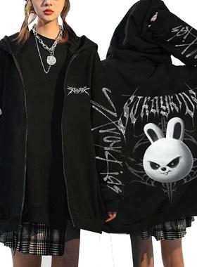 2025 stray kids Dominate周边原宿印花卫衣连帽宽松拉链卫衣