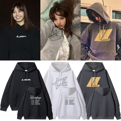 LISA2024亚巡FM演唱会周边同款卫衣服印花宽松套头连帽衫上衣秋冬