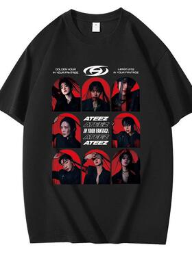 2025独立站ATEEZ专辑周边组合周边印花夏季短袖T恤纯棉宽松