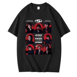 2025独立站ATEEZ专辑周边组合周边印花夏季短袖T恤纯棉宽松