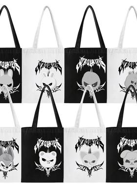 stray kids 2025ATE邪恶头像世巡演唱托特包拉链手拎单肩包棉布袋