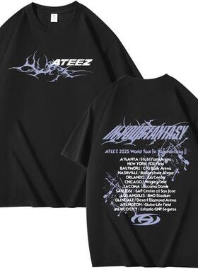 2025跨境外贸ATEEZ专辑周边组合周边印花夏季短袖T恤纯棉宽松