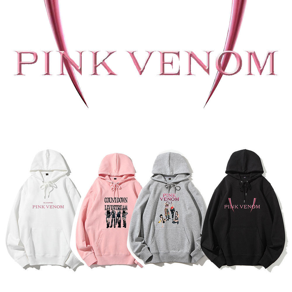 韩流女团粉墨新专pink venom官方同款打歌服连帽衫 jisoo加绒卫衣
