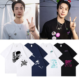 2025金硕珍JIN北美演唱会RUNSEOKJIN周边同款 T恤 衣服纯棉印花短袖