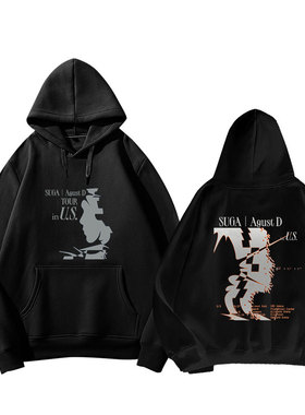 防弹少年团suga闵玧其solo专辑连帽衫文字设计感文艺风卫衣外套女