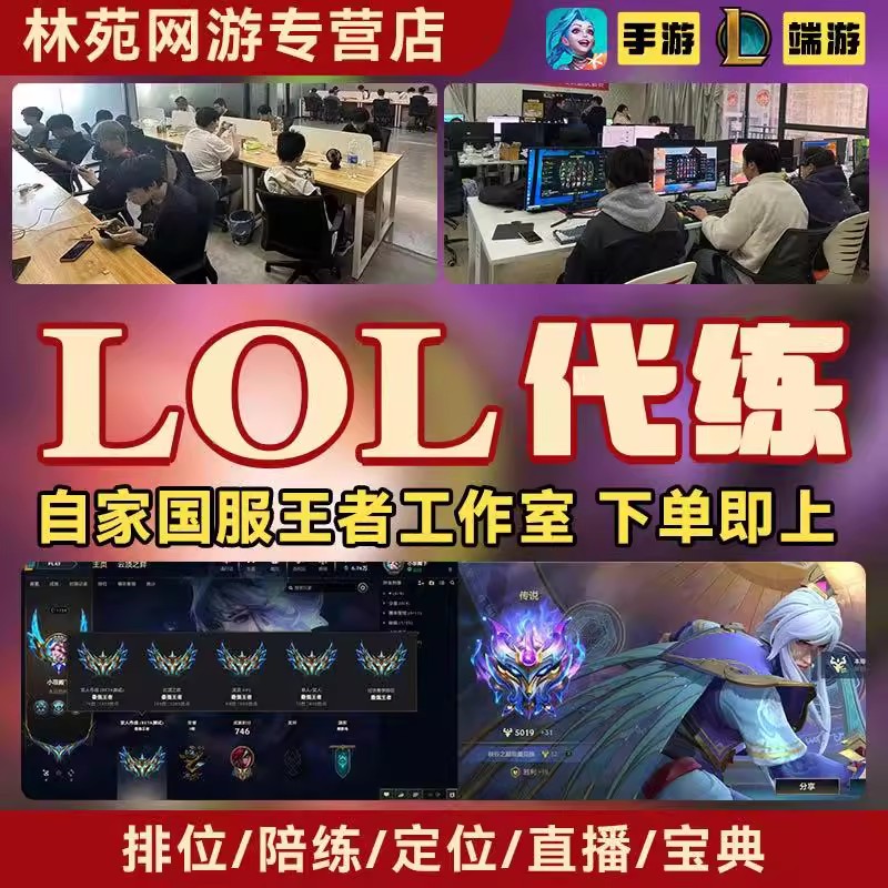 lol代练代打英雄联盟手游陪玩包段定位赛宝典等级代币通行证等级