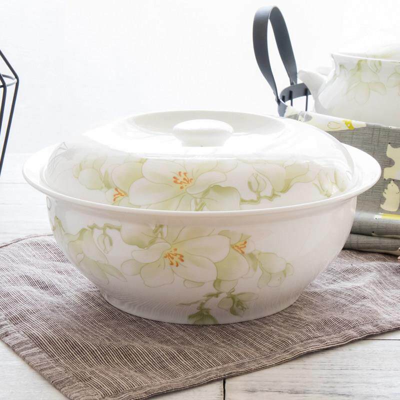 家用唐山骨瓷9英寸大汤碗带盖子品锅汤锅9寸碗公大汤碗瓷盖大海碗