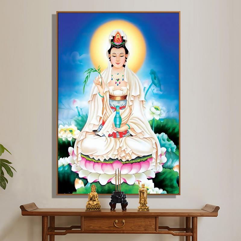 钻石画满钻2025新款佛像菩萨点贴钻十字绣坐莲观音送子手工diy