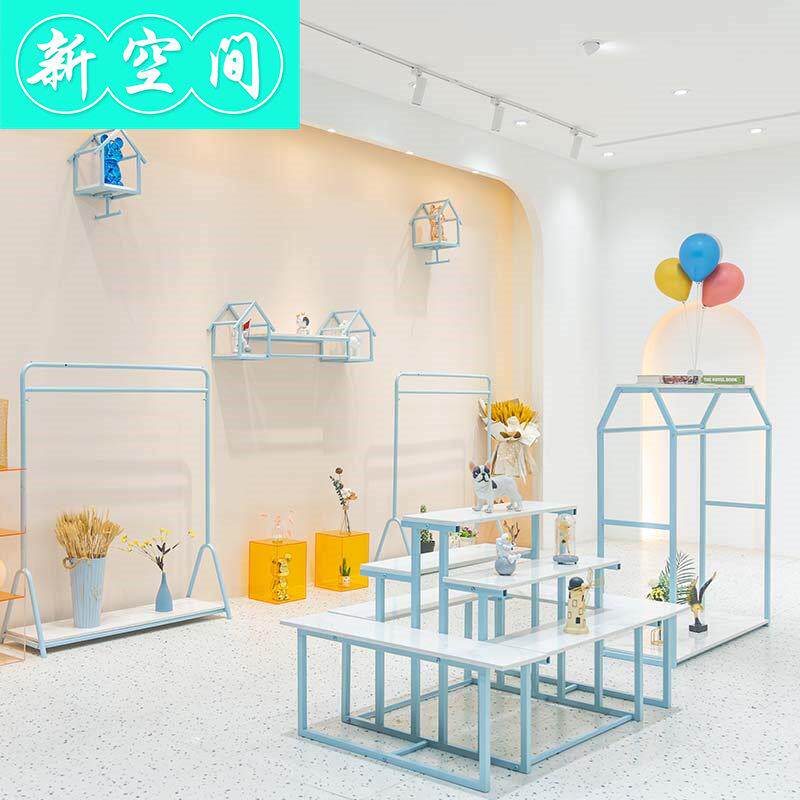 童装店展示架流水台儿童服装店货架落地置物架母婴店中岛架服装架