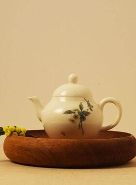 黑不二柚木盘整木侘寂风茶盘收纳盘整板实木壶承干泡盘茶具托盘