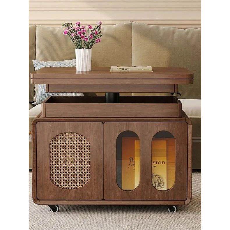 实木升降茶几客厅家用可移动折叠茶桌现代简约小户型茶台茶车边几