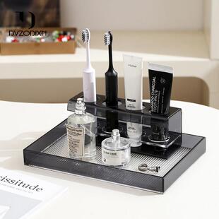 牙刷置物架高级感电动牙杯牙膏架子漱口杯一家四口套装化妆室台面