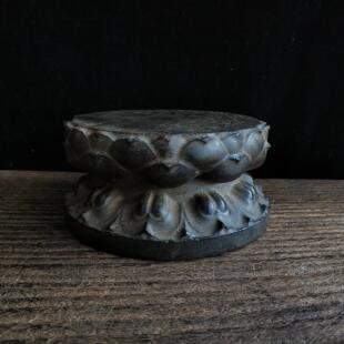 天然青石鼓石雕石头底座镇尺茶托摆件吸水兽砚台荷花山西青石砚台