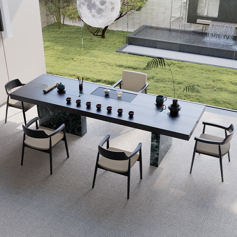 乾元实木2025新款高端新中式设计师茶台办公室商务风宋代美学茶桌