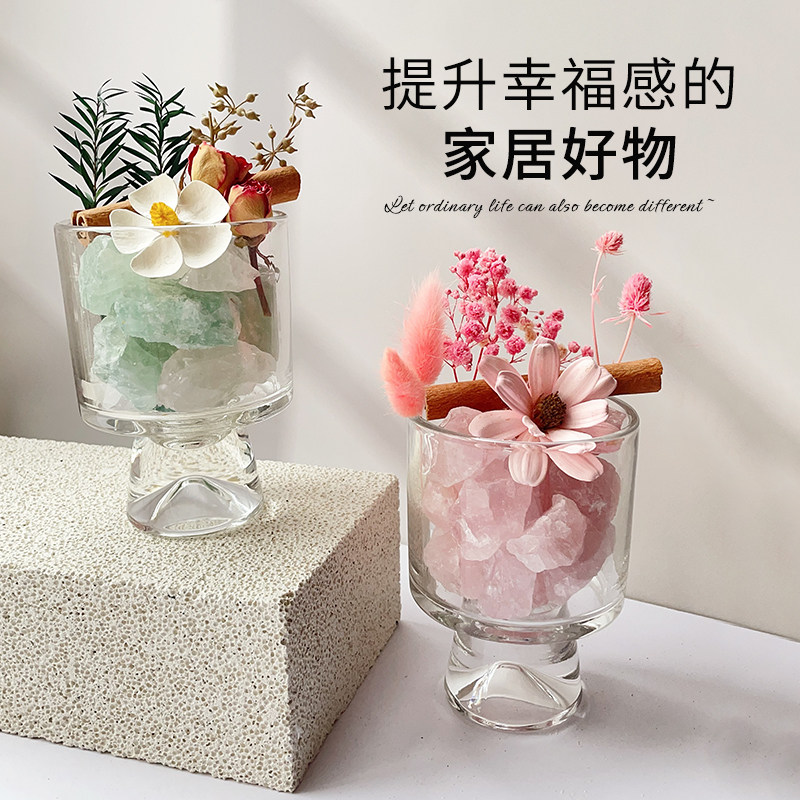 干花晶石香薰扩香石摆件