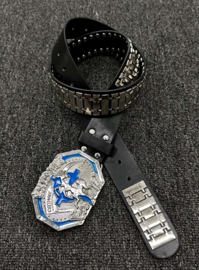 Soul Mates蓝银战马金属表盘腰带重工质感穿搭单品男女百搭款皮带