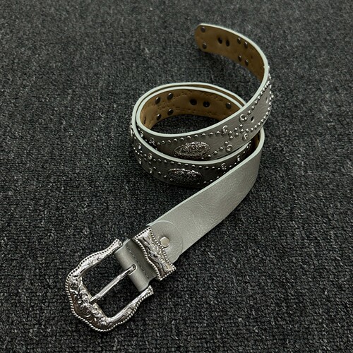 SoulMates雾灰古纹铆钉腰带中古vintage小众设计感穿搭男女款皮带