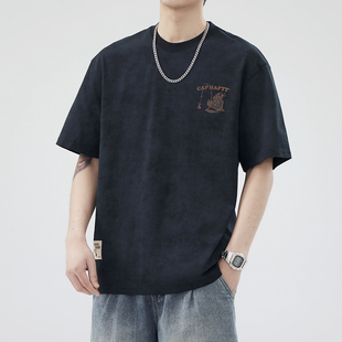 5分袖 Erise 潮牌宽松印花落肩大码 26SS重磅高棉圆领T恤男夏季 lab