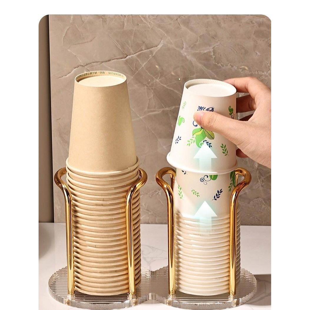亚克力纸杯架一次性取杯器吸管杯子桌面收纳置物架家用咖啡茶杯架