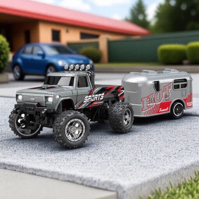 新品越野大脚车1:64充电迷你遥控车合金外表灯光减震儿童玩具礼物