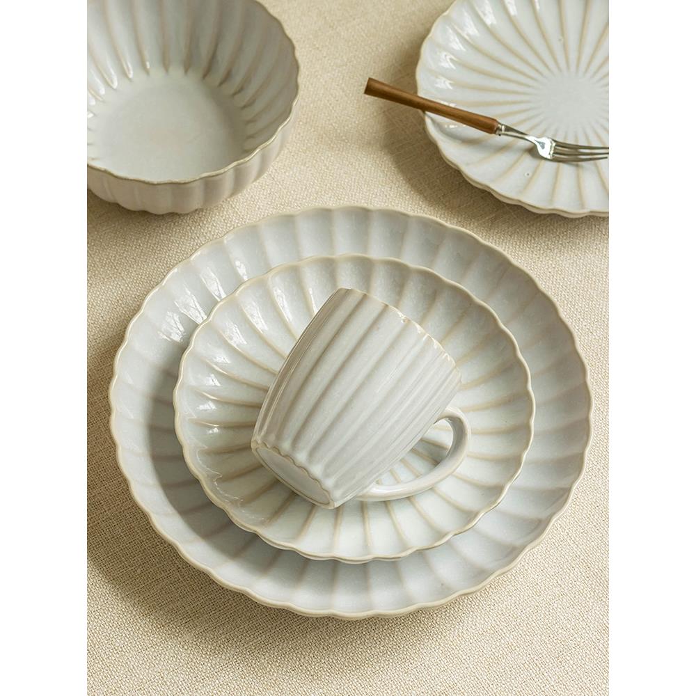 YE HOME 【9.99两个】盘子沙拉碗家用菜盘牛排盘杯子陶瓷碗盘套装
