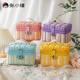 张小锤彩色藤编篮宝宝礼盒满月篮六一儿童节礼品篮空盒包装盒