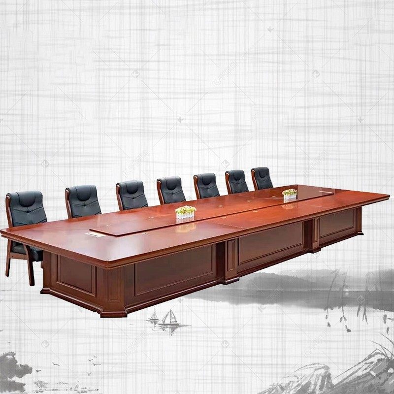 会议桌油漆实木皮条形实木大型多人条形会议室椅会客长桌