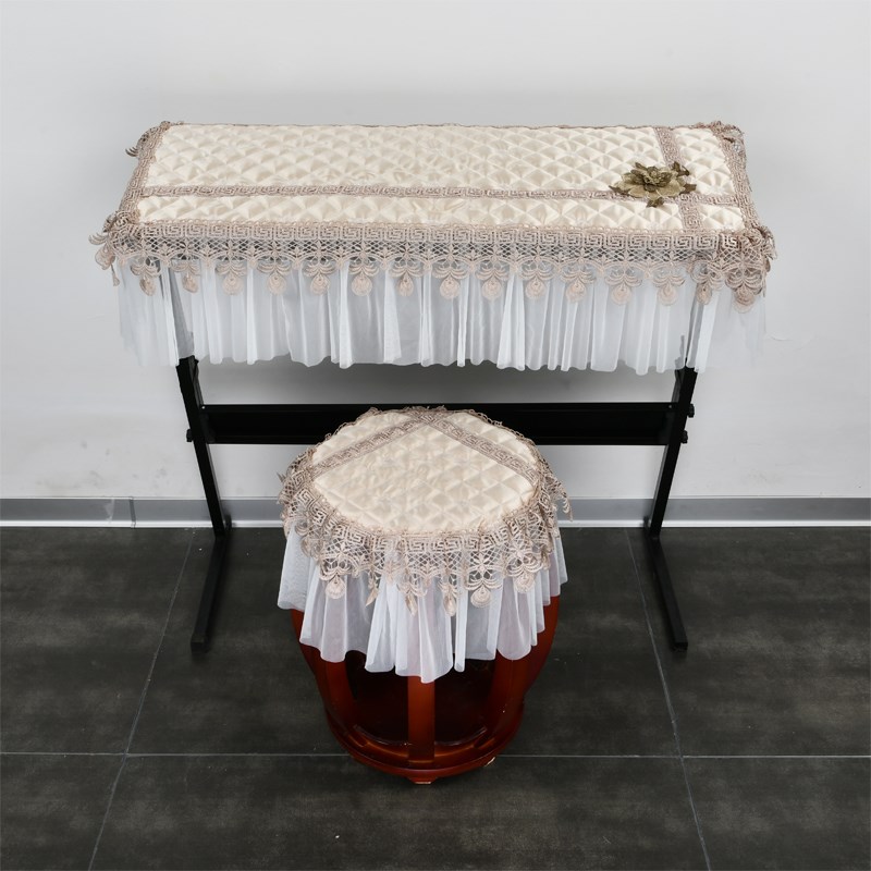 电钢琴罩88键欧式蕾丝防尘罩数码电子琴布艺盖布定制凳子灰色