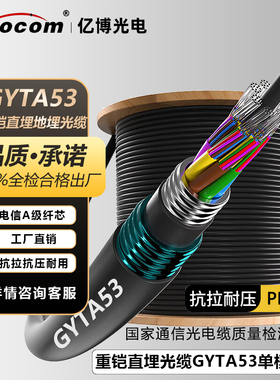 亿博（Ebocom）GYTA53重铠光缆4芯层绞式地埋室外单模光缆 国标双铠双护直埋架空管道通信光缆光纤线