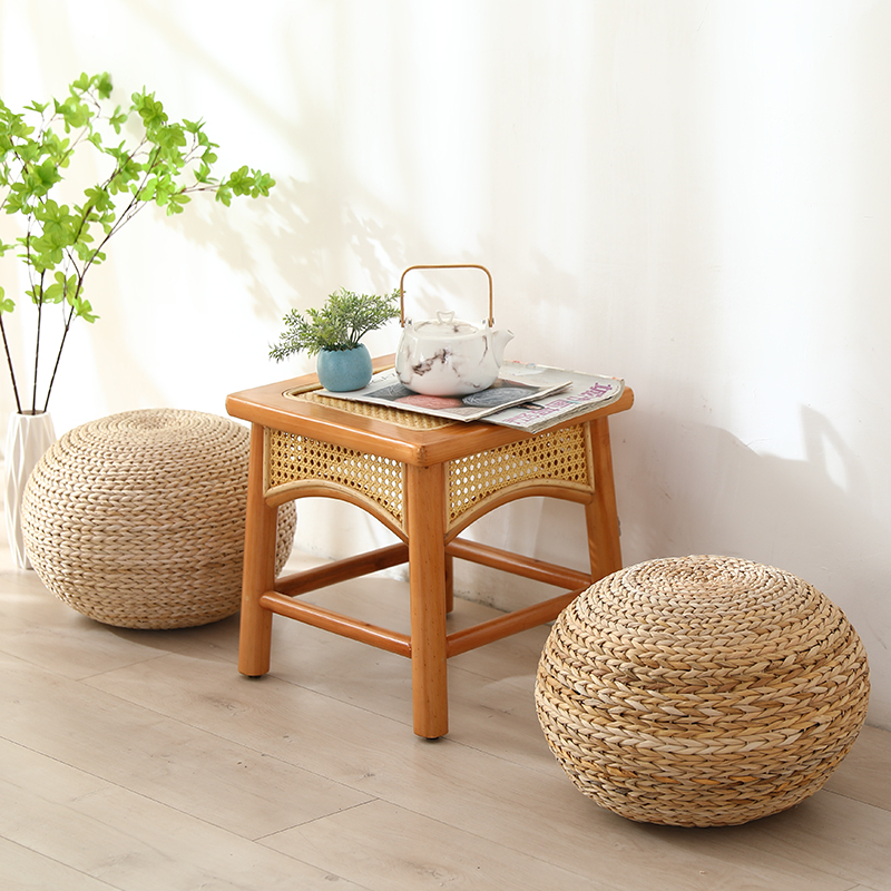 藤编矮凳圆形小凳子创意客厅茶几小沙发凳子草编坐凳坐墩家用圆凳