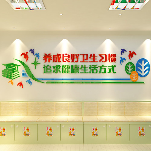 卫生保健室墙贴纸画装饰学校园走廊宣传栏食堂医务护士站3d立体爽
